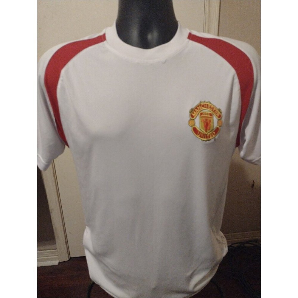 Manchester United Soccer Jjersey T-Shirt Mens Small S White Red Patch Logo